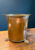 Large Vintage Copper Bucket, Fireside, Logs, Ice Bucket, Umbrella Stand. Italian