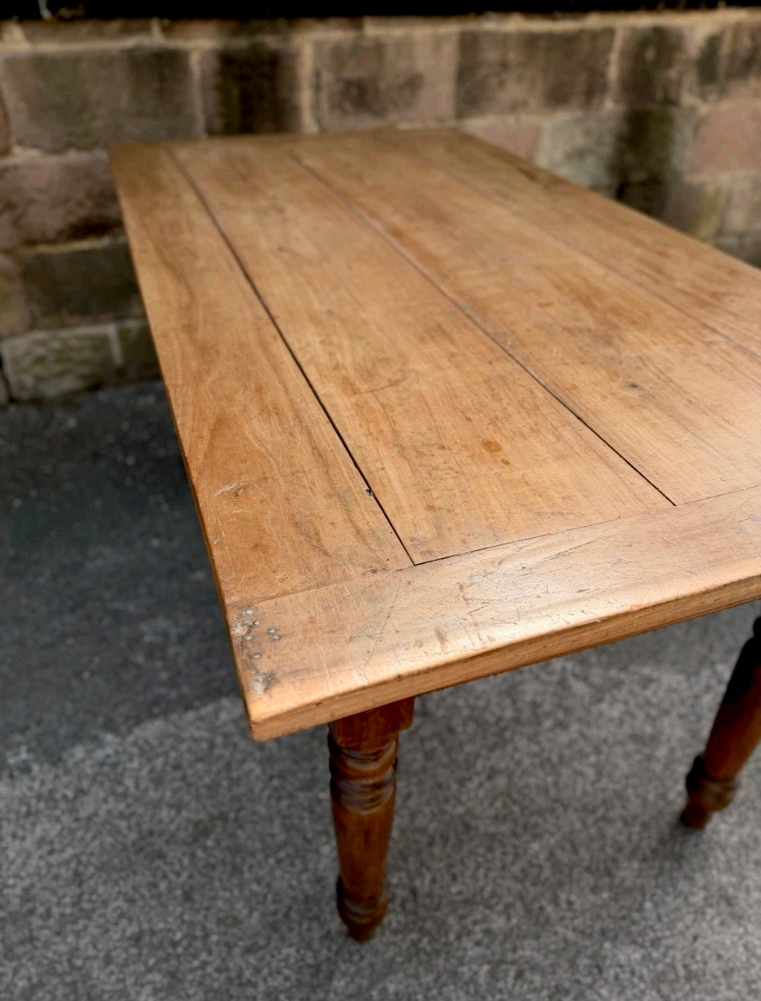Solid Walnut Italian Farmhouse Kitchen Table C1870, Dough Table, Country, Prep