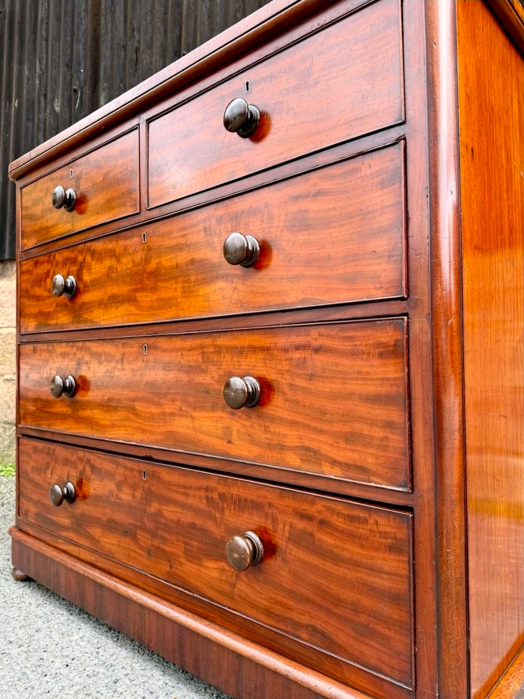 Large Antique Mahogany Chest Of Drawers. Bedroom, Storage, Oak Lined Drawers