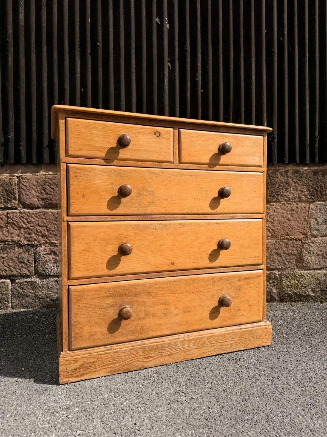 Large Antique Victorian Waxed Pine Chest Of Drawers, Country Farmhouse, Bedroom.