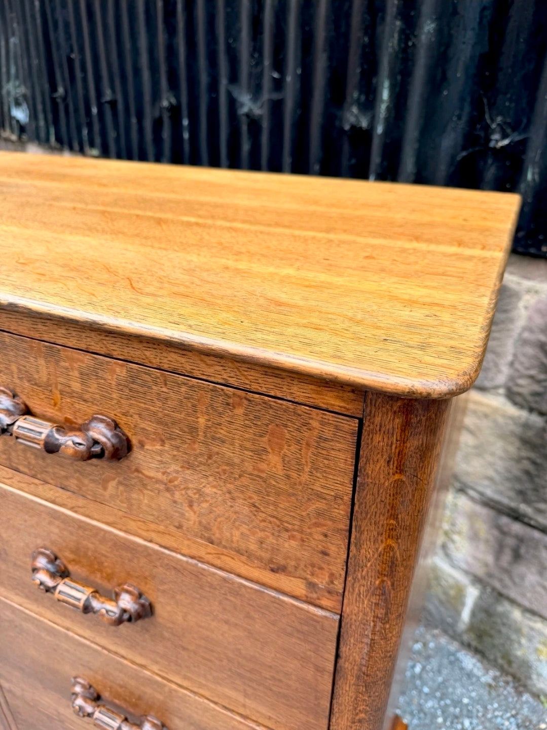 1920s Antique Banker’s Oak Tallboy Chest of Drawers. 10 Drawer. Office, Bedroom