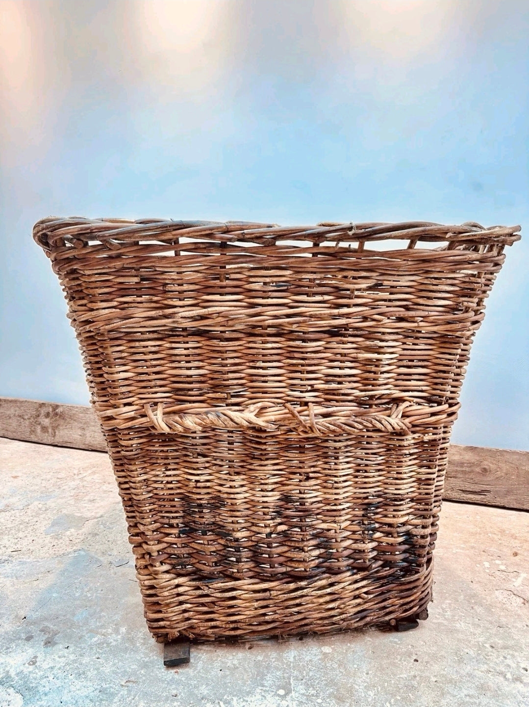 Huge Victorian Textile Mill Basket. Wicker Basket, Laundry,Log Basket, Film Prop