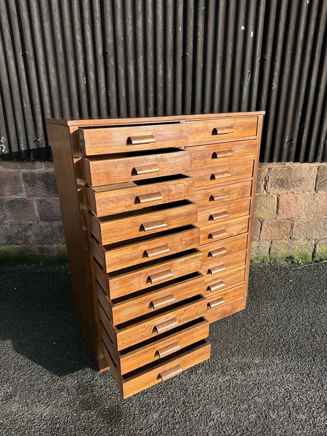 1940s Bank Of 20 Oak Index Drawers. Apothecary, Filing,Storage,Chest Of Drawers