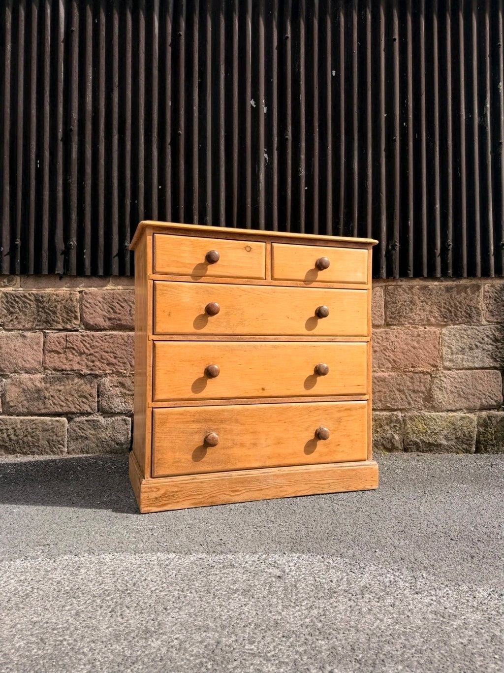 Large Antique Victorian Waxed Pine Chest Of Drawers, Country Farmhouse, Bedroom.