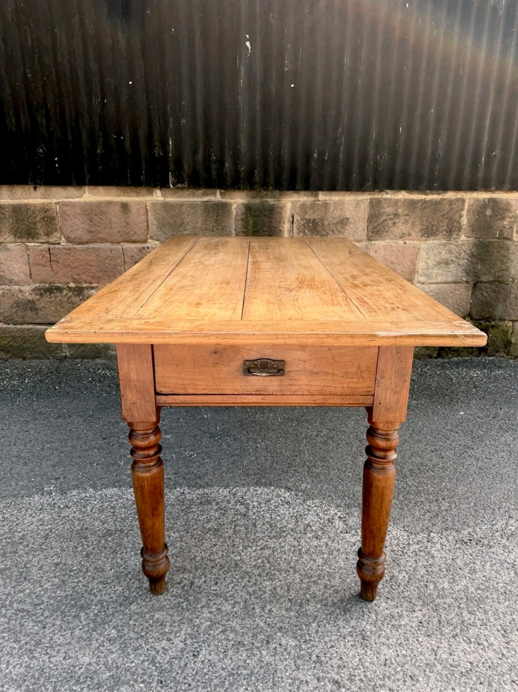 Solid Walnut Italian Farmhouse Kitchen Table C1870, Dough Table, Country, Prep