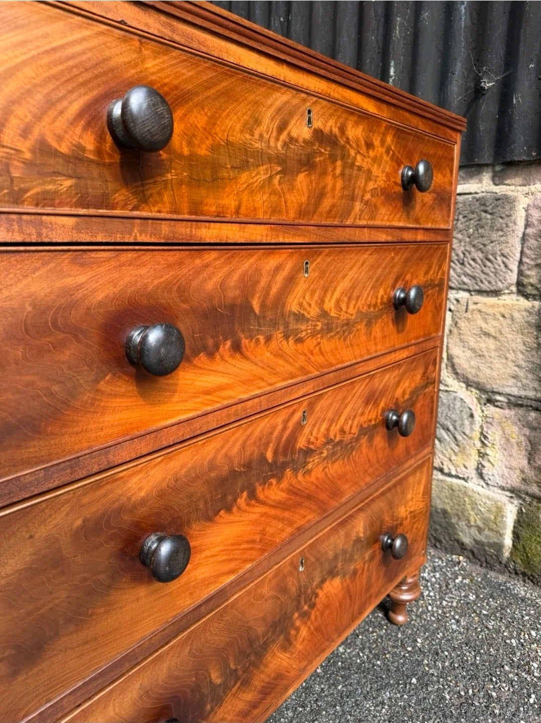 Antique Flame Mahogany Chest Of Drawers C1880, Victorian, Storage, Bedroom