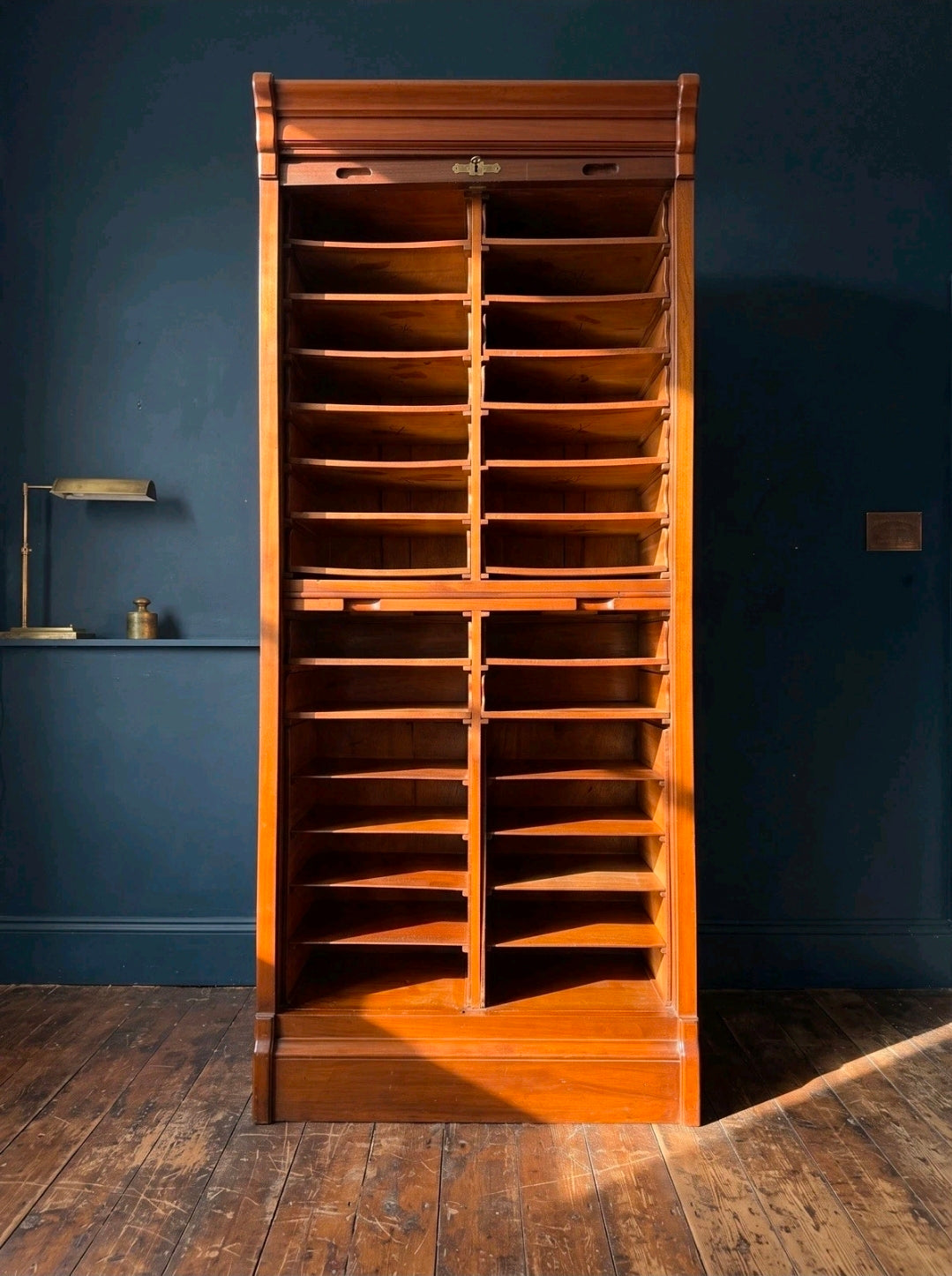 Cherry Wood Italian Tambour Archivio (c. 1920–1930) Filing Cabinet, Haberdashery