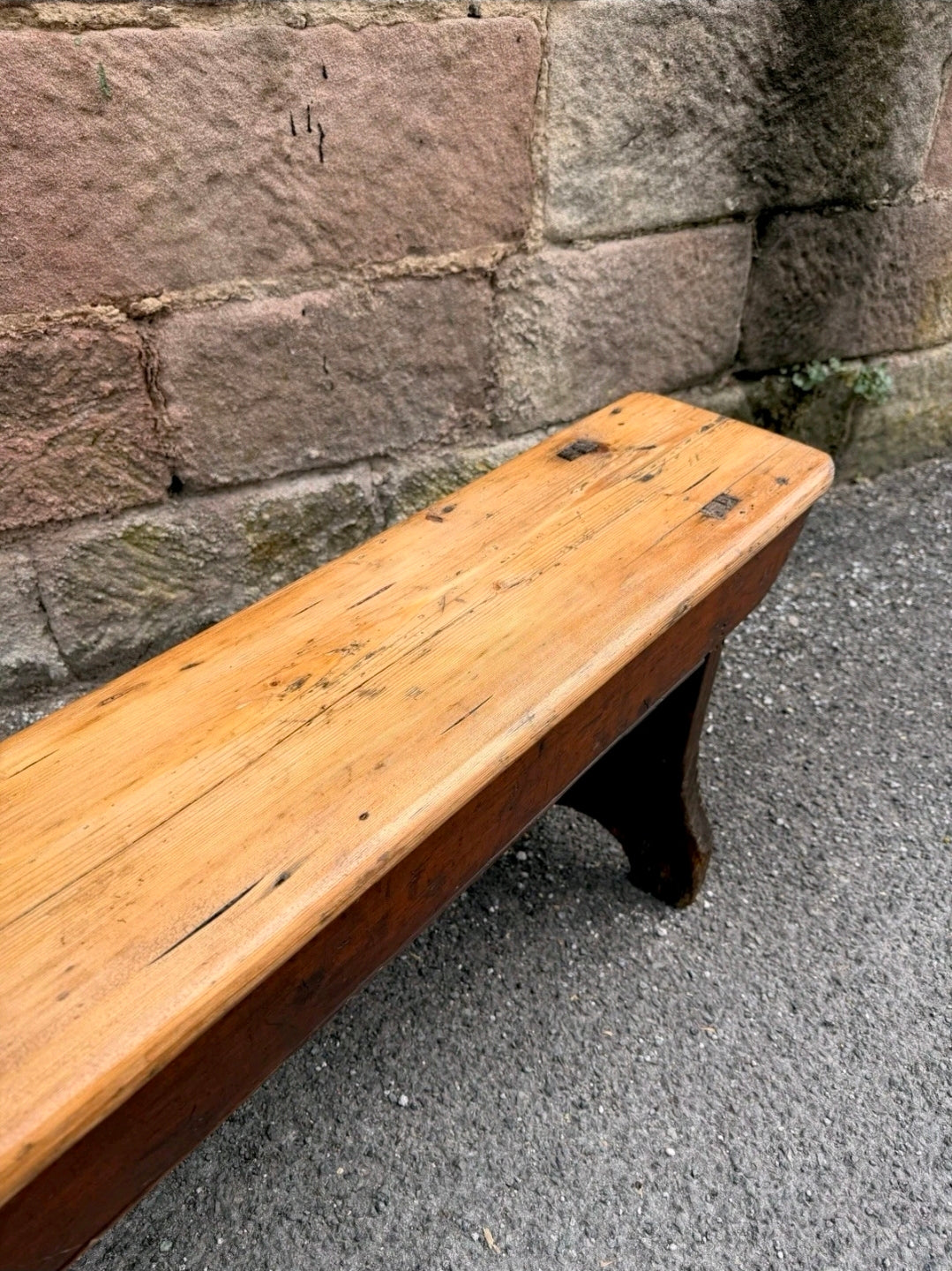 Antique Victorian Rustic Pine Bench, Church Bench, Dining Bench, Hallway