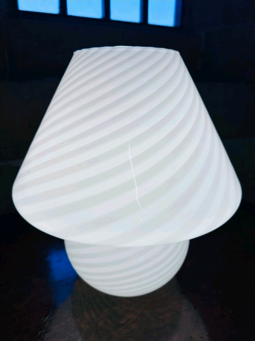 1970s Murano Glass Table Lamp Vintage Swirl Mushroom Space Age Retro Italian