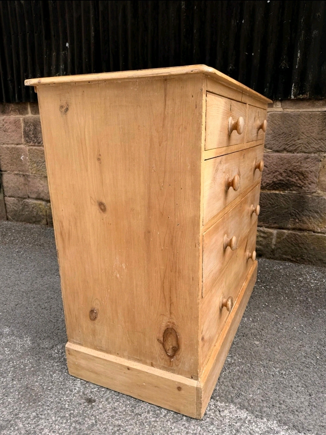 Victorian Stripped Pine Chest Of Drawers 2 Over 3, Country Farmhouse, Antique