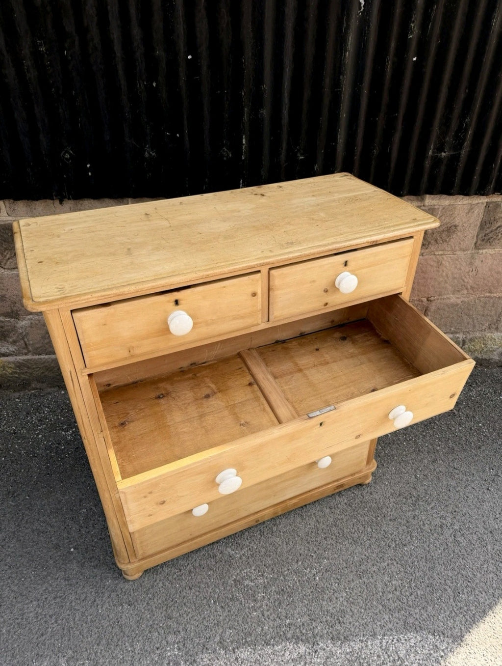 Large Antique Victorian Waxed Pine Chest Of Drawers, Country Farmhouse, Bedroom.