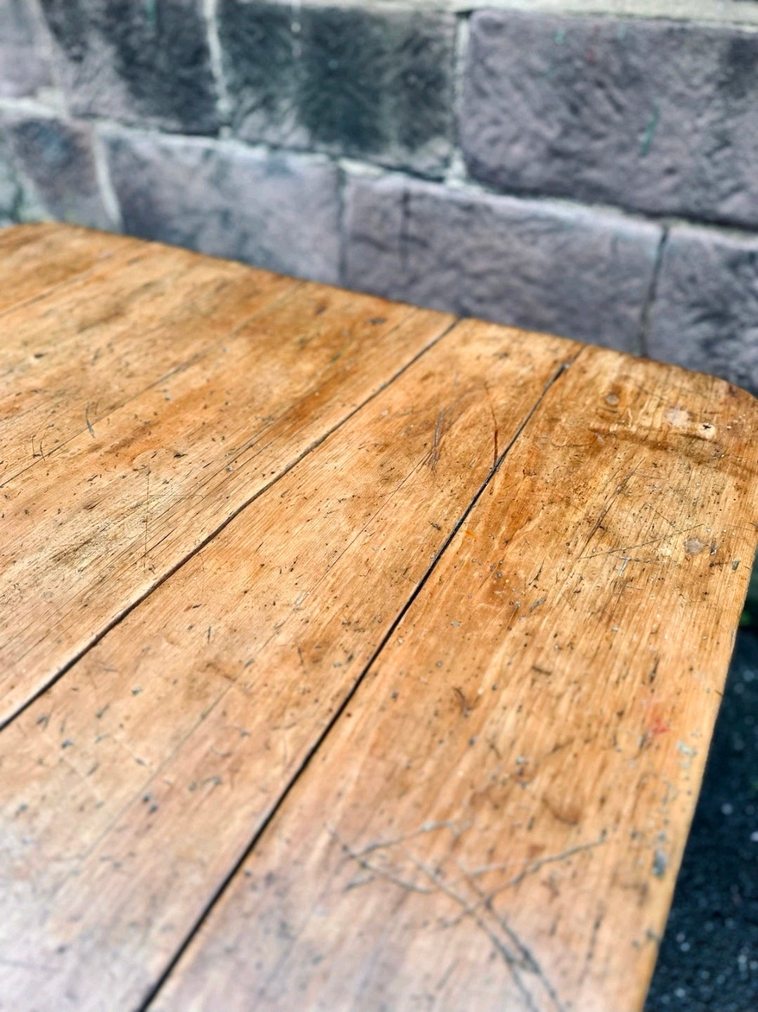 Victorian Farmhouse Scrub Top Pine & Mahogany Kitchen Table C1880.