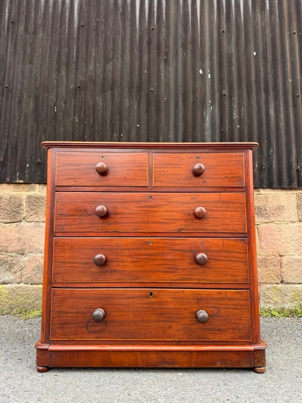 Antique Mahogany Chest Of Drawers, Victorian Original, 5 Drawers, Bedroom