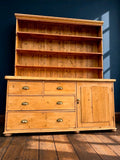 Large Antique Pine & Sycamore Victorian Dresser. Kitchen, Country House, Pantry