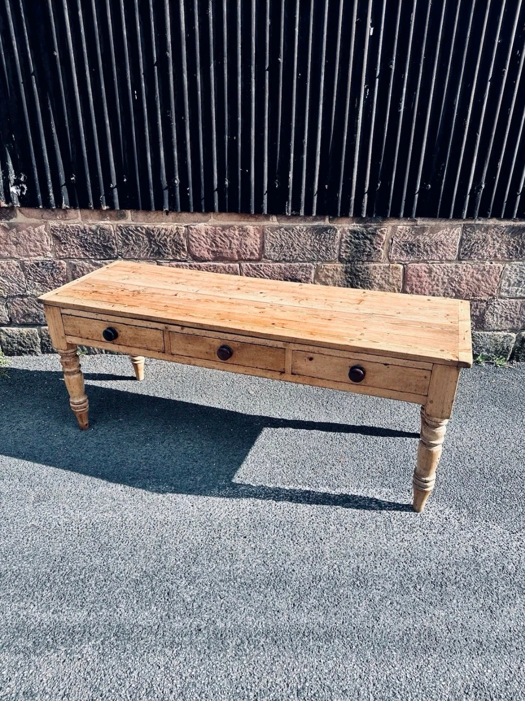 Antique Victorian Pine Farmhouse Table, Dining/ Prep, Country House, 3 Drawer