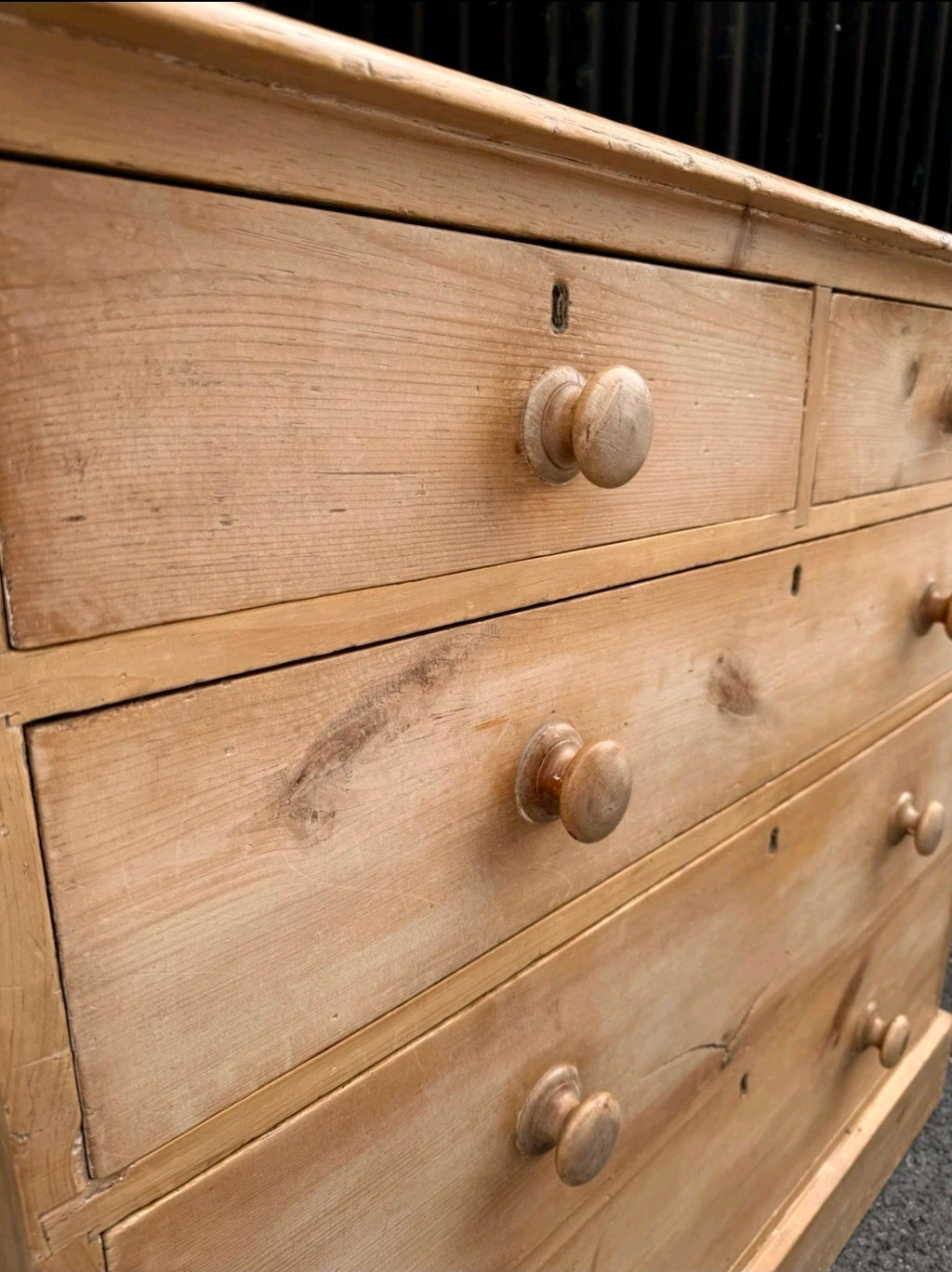 Victorian Stripped Pine Chest Of Drawers 2 Over 3, Country Farmhouse, Antique
