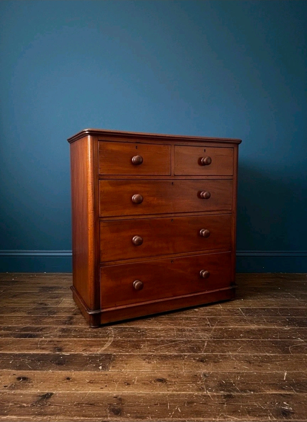 Antique Mahogany Chest Of Drawers, Victorian Original, 5 Drawers, Bedroom
