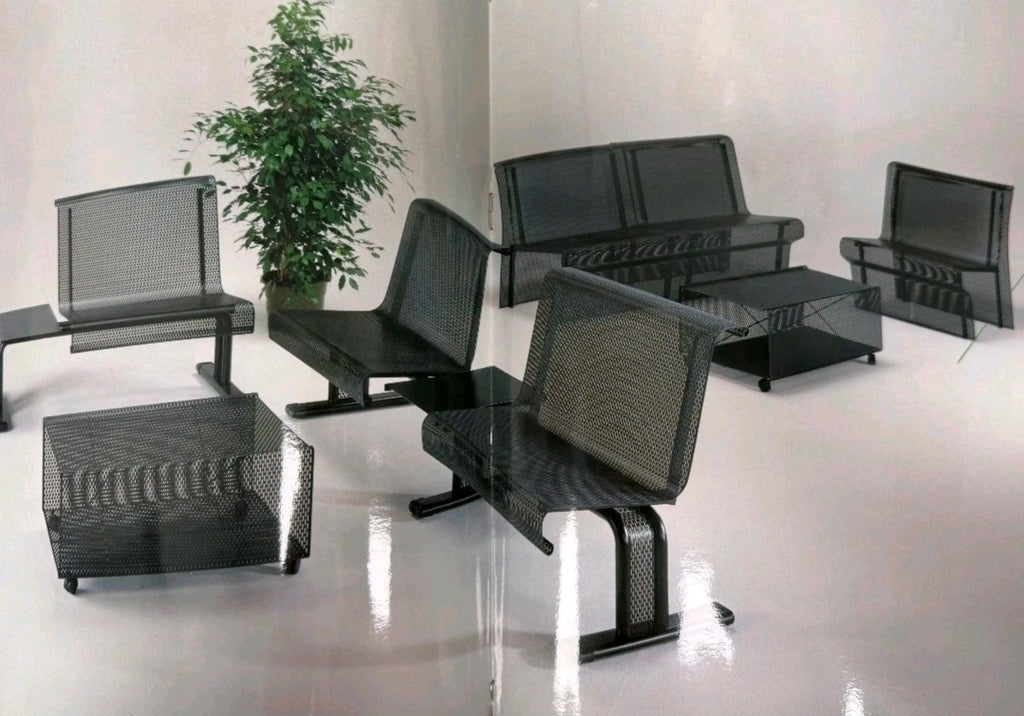 Punched Steel Plate, Outdoor Furniture Set by NEOLT, 1980s Patio, Garden Seating