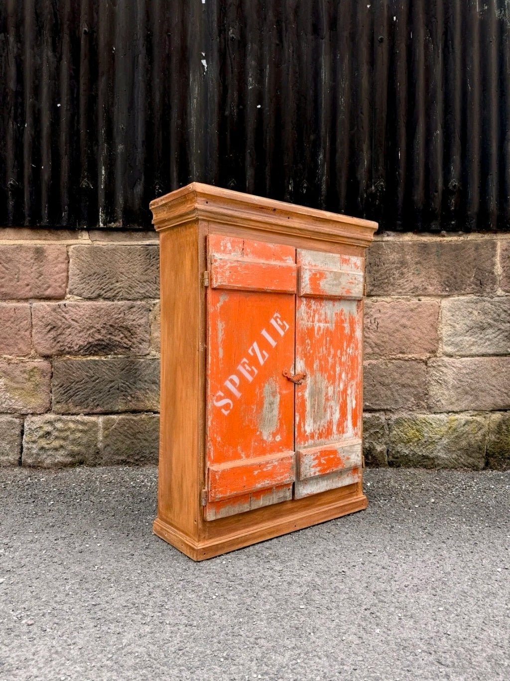Vintage Rustic Italian Wall Cabinet, Spice Cabinet Cottage Country, Industrial 'SPEZIE' (spices)