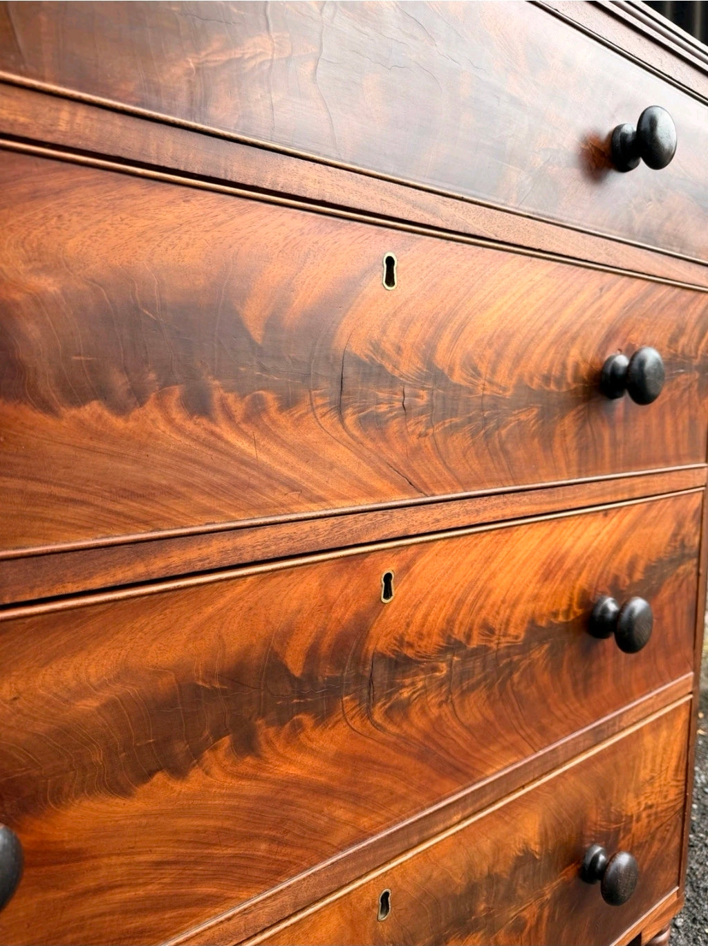 Antique Flame Mahogany Chest Of Drawers C1880, Victorian, Storage, Bedroom