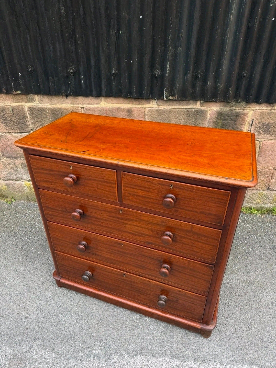 Antique Mahogany Chest Of Drawers, Victorian Original, 5 Drawers, Bedroom
