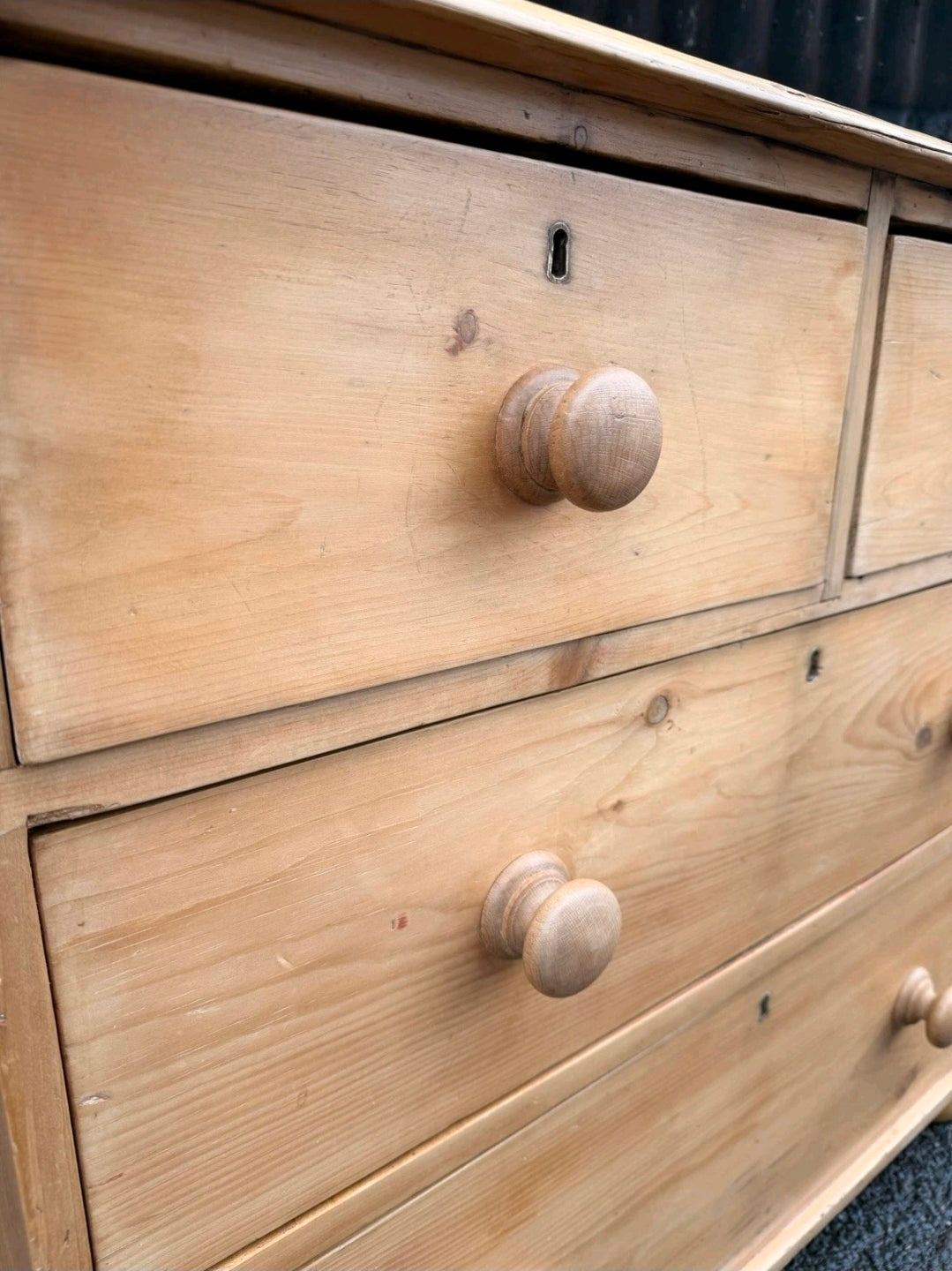 Victorian Stripped Pine Chest Of Drawers 2 Over 2 - Antique Country Farmhouse
