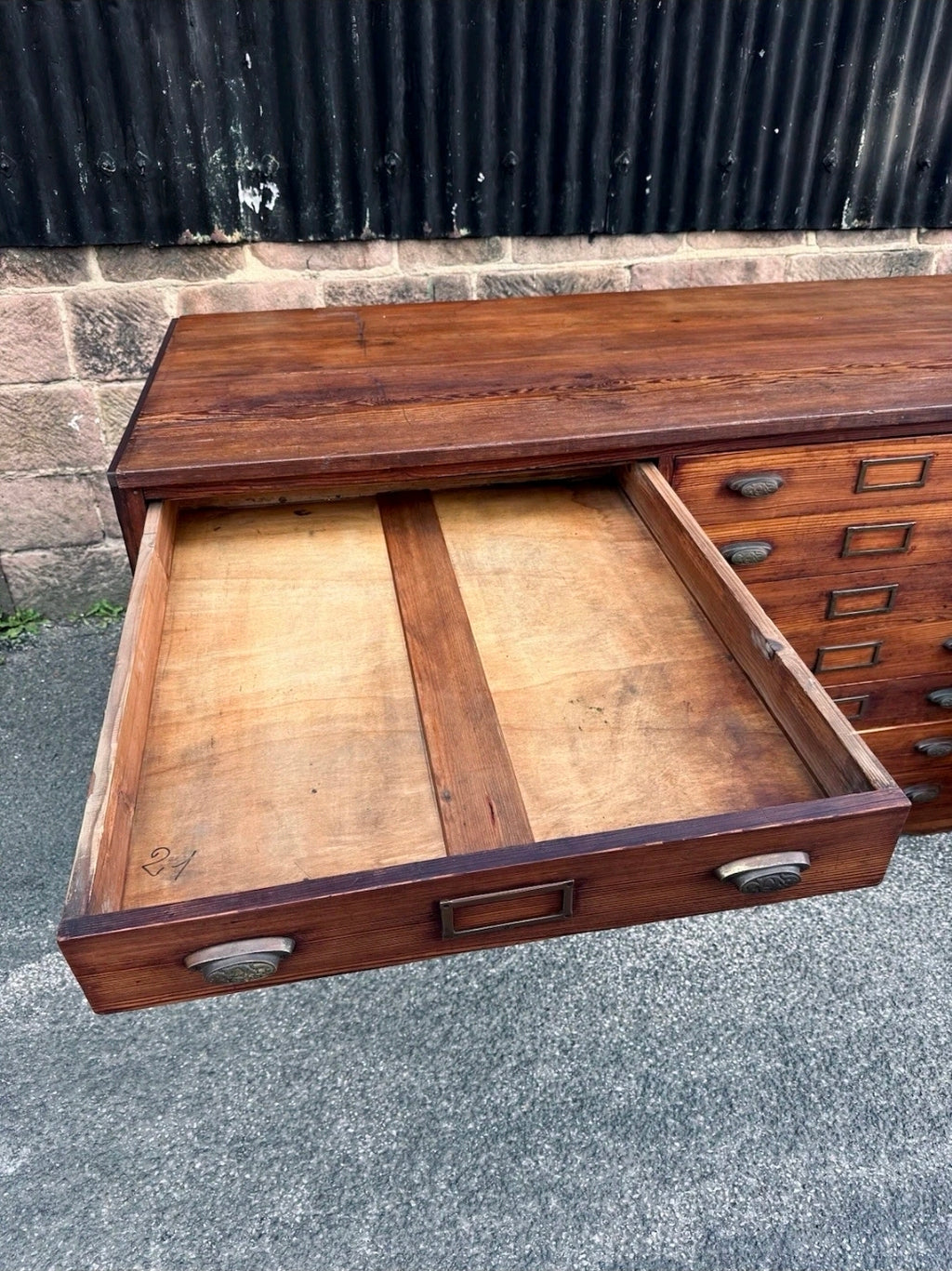 1920s Fiat Factory Bank Of Workshop Drawers. Kitchen Island, Garage,Shop Counter