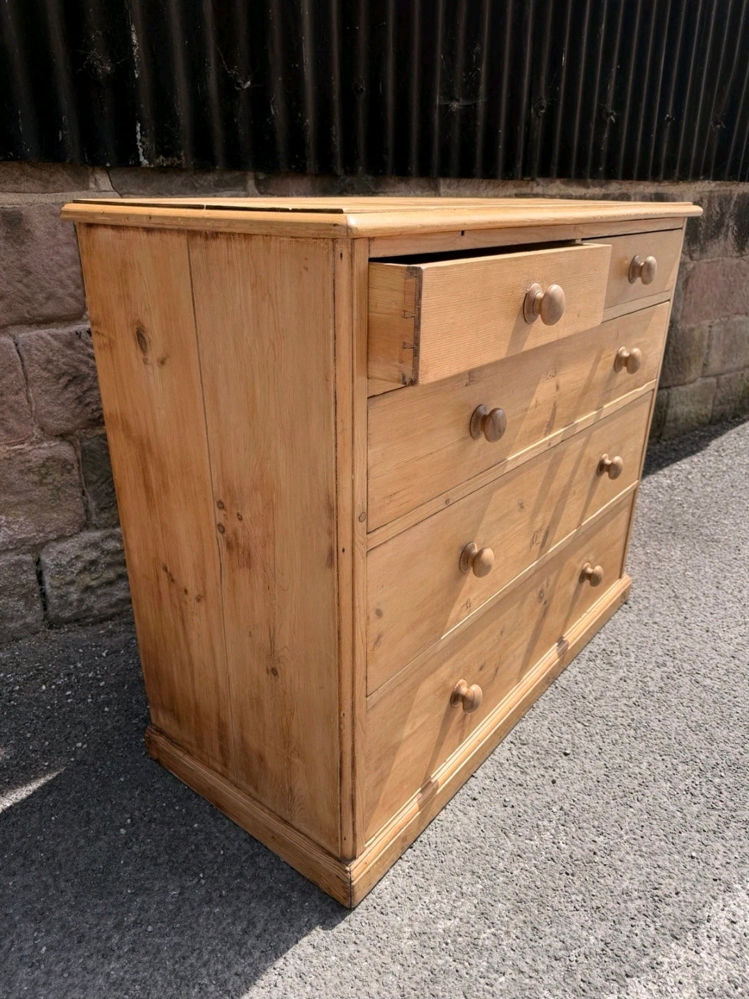 Large Antique Victorian Waxed Pine Chest Of Drawers, Country Farmhouse, Bedroom.