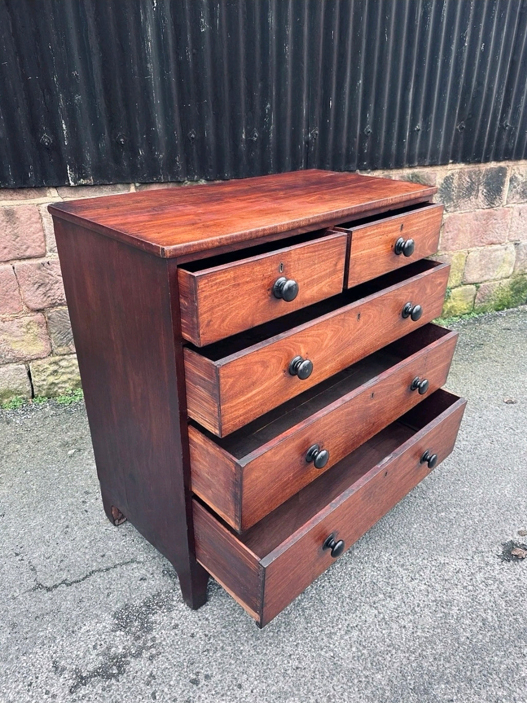 Antique Oak Chest Of Drawers, Victorian Original, 5 Drawers, Bedroom, Storage
