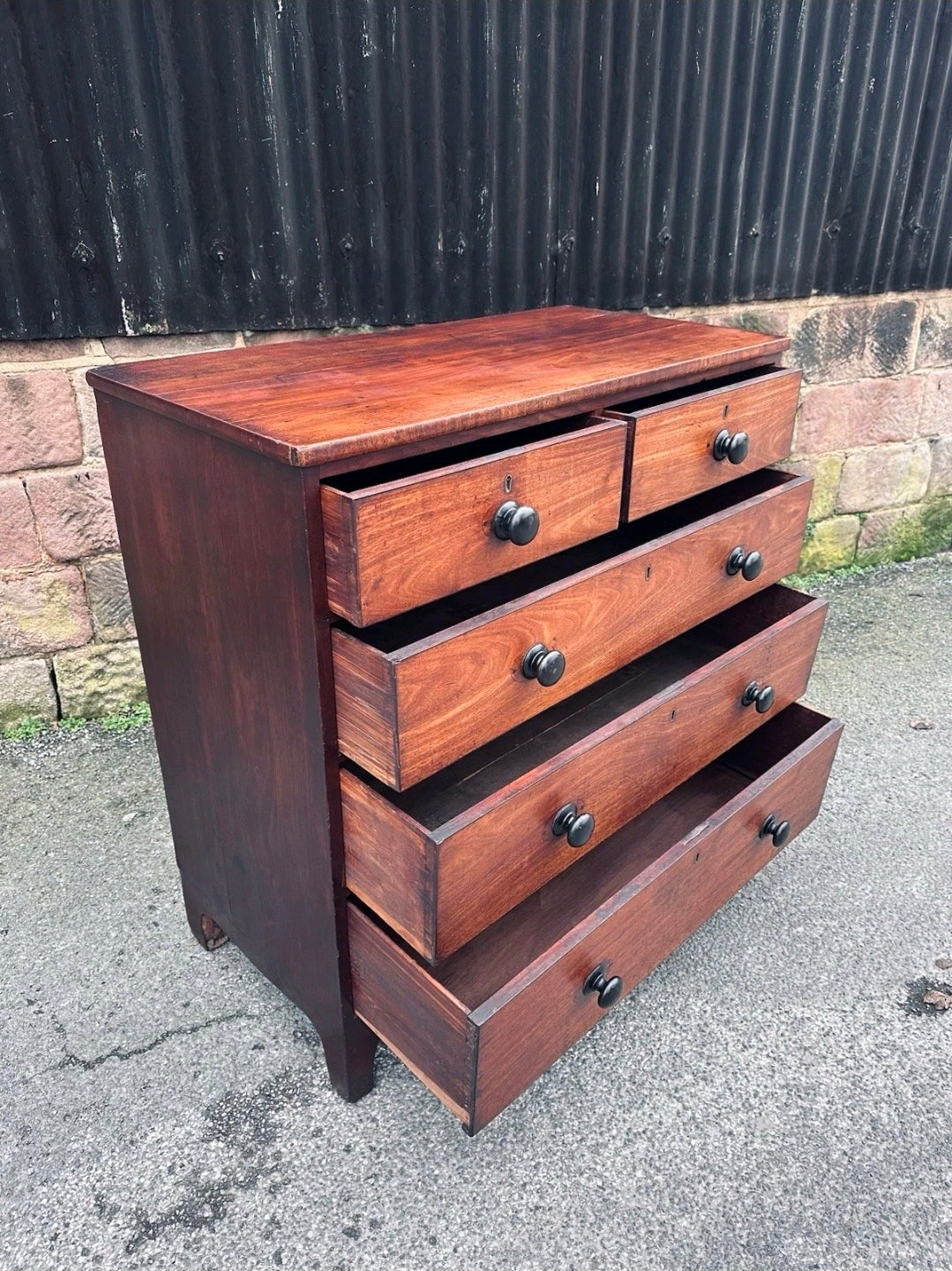 Antique Oak Chest Of Drawers, Victorian Original, 5 Drawers, Bedroom, Storage