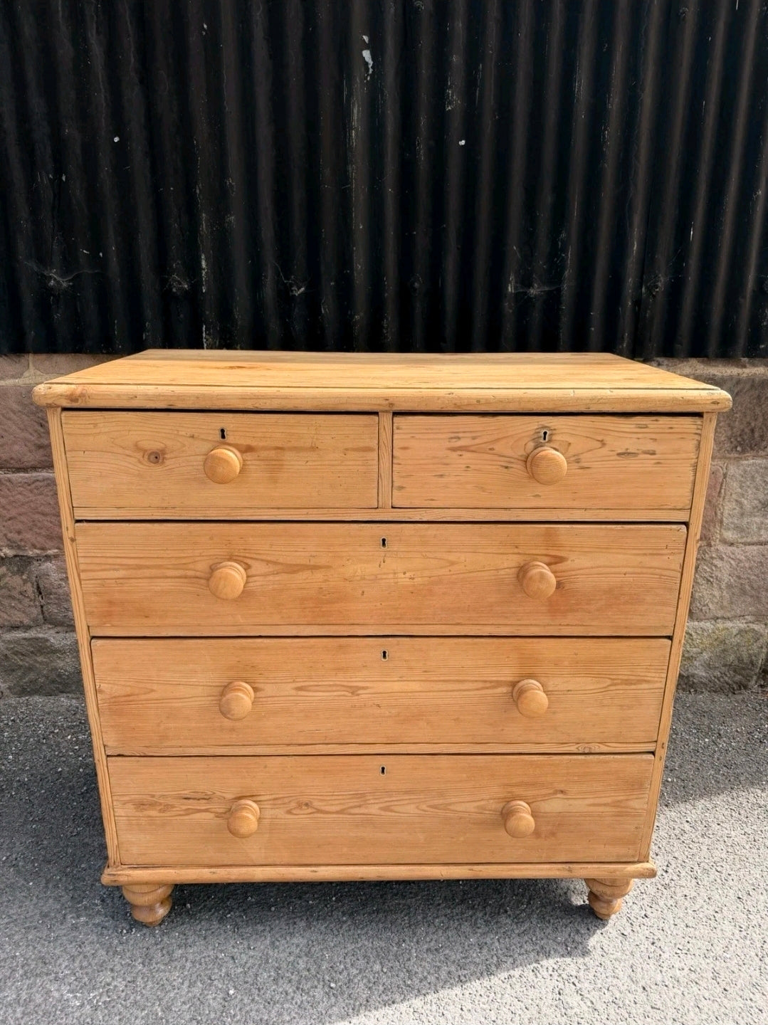 Large Antique Victorian Waxed Pine Chest Of Drawers, Country Farmhouse, Bedroom.
