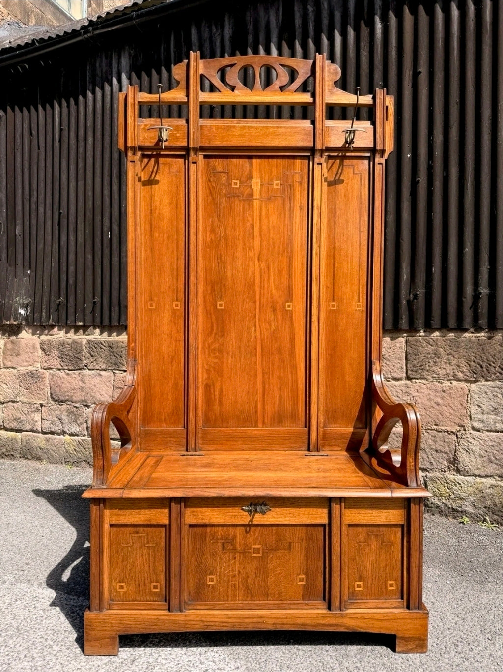 1920s Italian ‘Stile Liberty’ / Art Nouveau Hall Stand, Settle,Hall Seat,Walnut