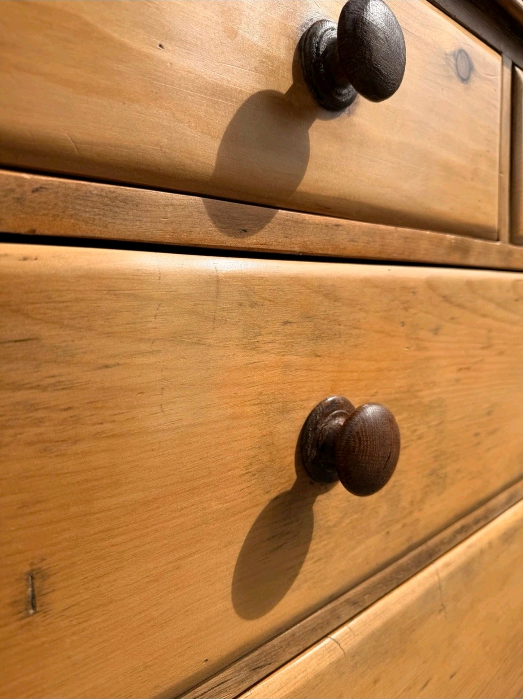 Large Antique Victorian Waxed Pine Chest Of Drawers, Country Farmhouse, Bedroom.