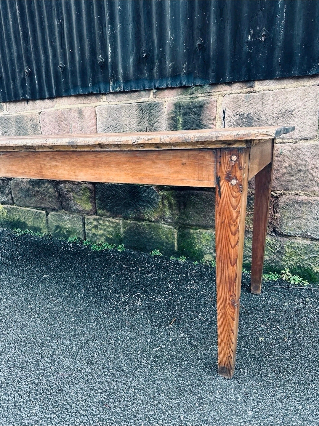 Extra Large Victorian Farmhouse Scrub Top Pine Estate Made Kitchen Table C1880.