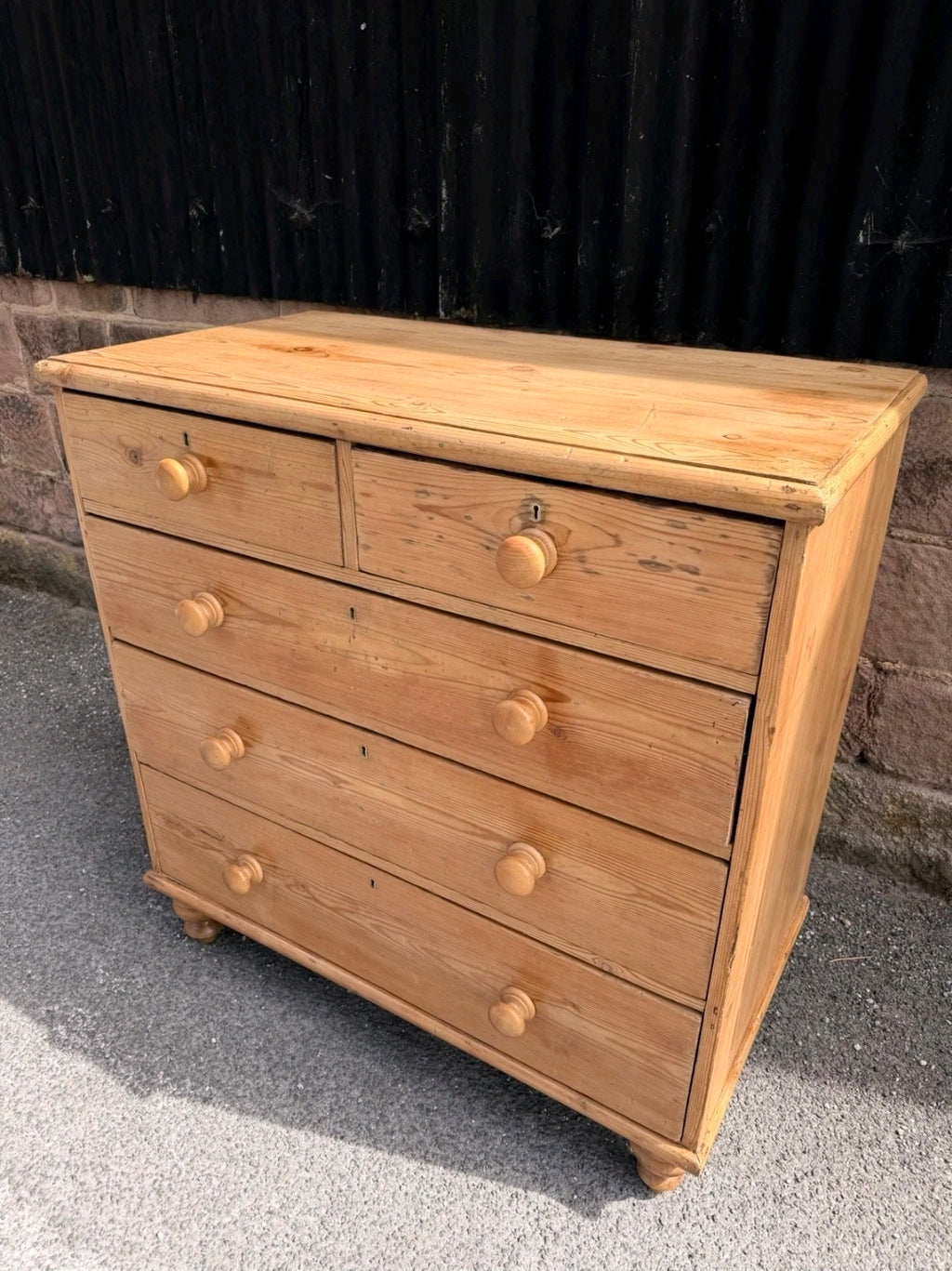 Large Antique Victorian Waxed Pine Chest Of Drawers, Country Farmhouse, Bedroom.
