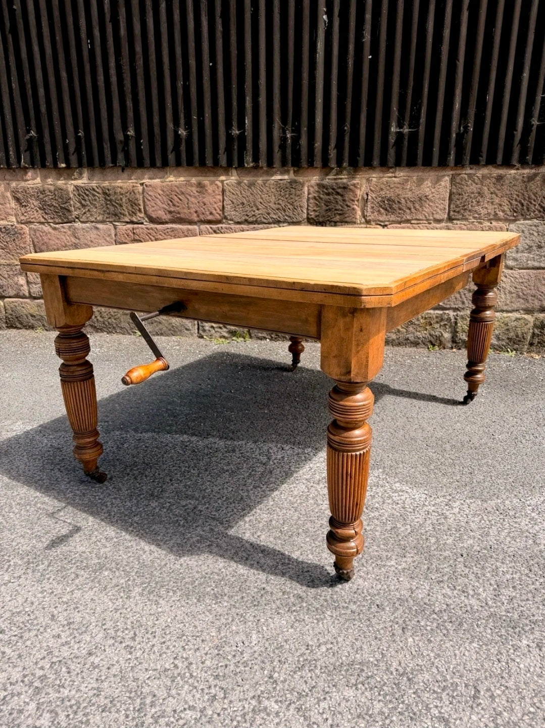 Victorian Antique Pine Crank, Extending Dining Table. 4-6 Seater, Restored