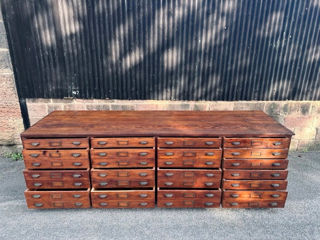 1920s Fiat Factory Bank Of Workshop Drawers. Kitchen Island, Garage,Shop Counter