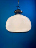 Vintage Italian Glass Pendant Light. 1960s, White, Vintage, Bedroom, Living Room