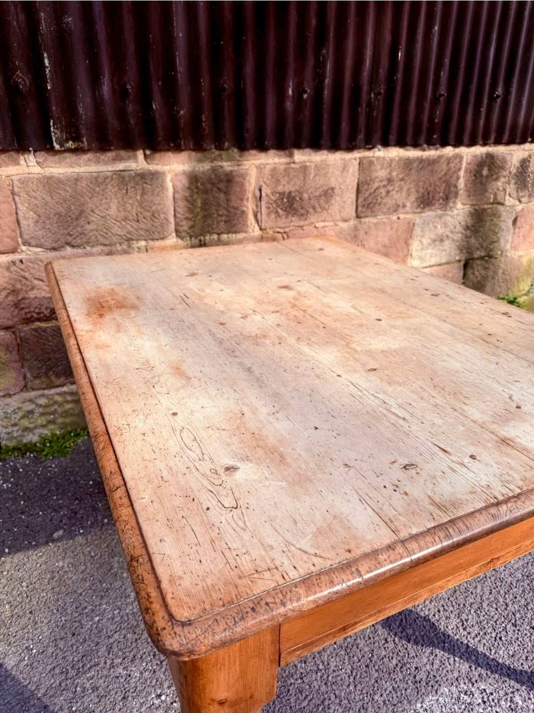 Victorian Farmhouse Scrub Top Pine Dining Table C1880. Country, Kitchen, Rustic