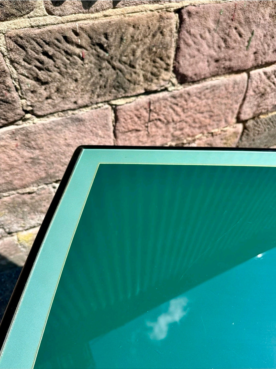 1940s Italian Designer Desk Attributed To Guglielmo Ulrich. Walnut, Glass, Green