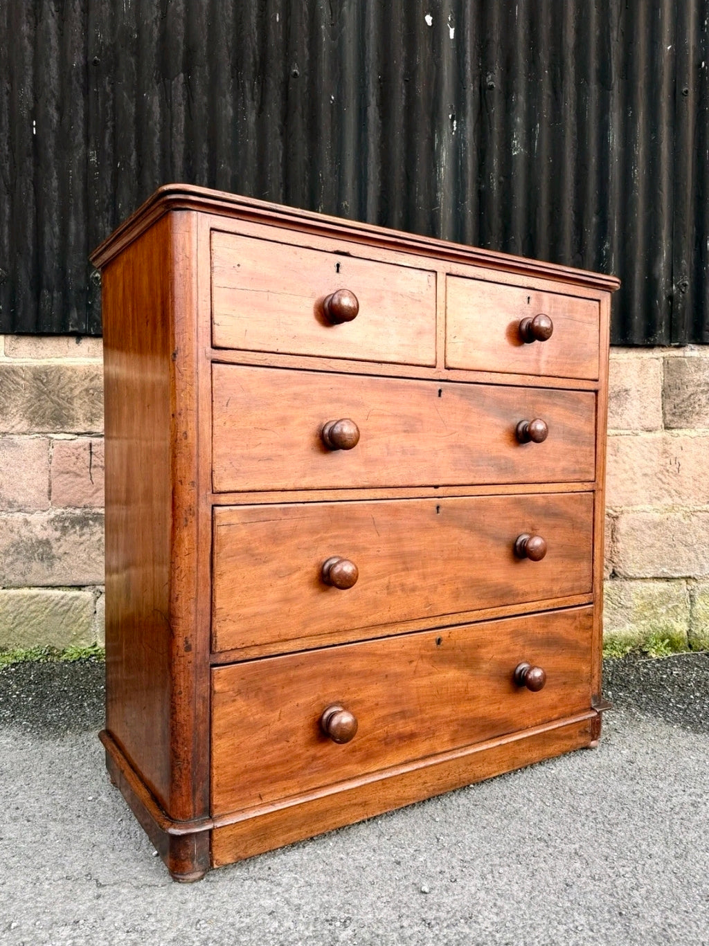 Antique Mahogany Chest Of Drawers, Victorian Original, 5 Drawers, Bedroom