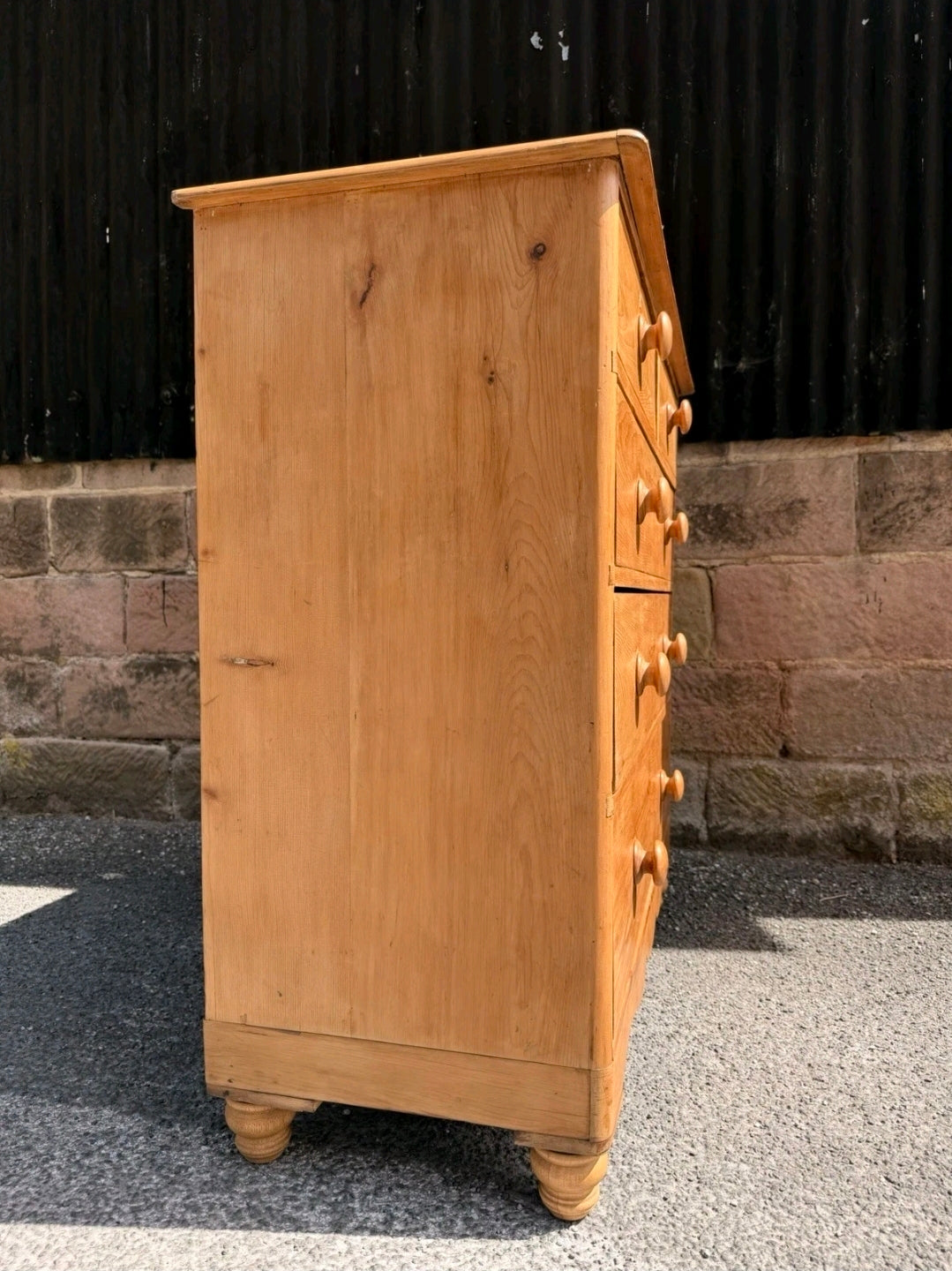 Large Antique Victorian Waxed Pine Chest Of Drawers, Country Cottage, Bedroom.