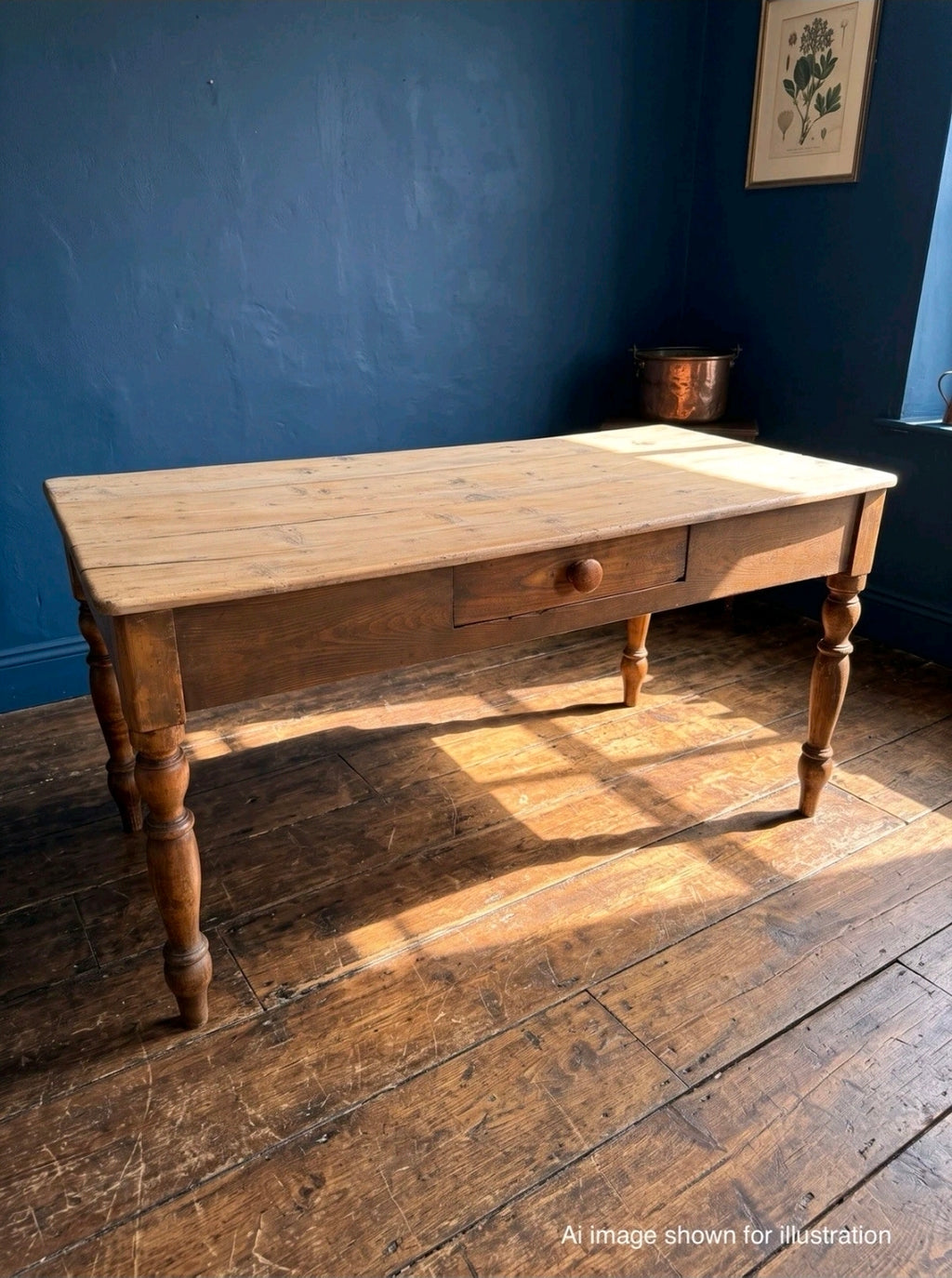 Antique Pine Farmhouse Dining Table c1890. Italian, Country, Cottage, Rustic.