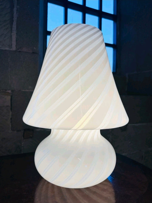 1970s Murano Glass Table Lamp Vintage Swirl Mushroom Space Age Retro Italian