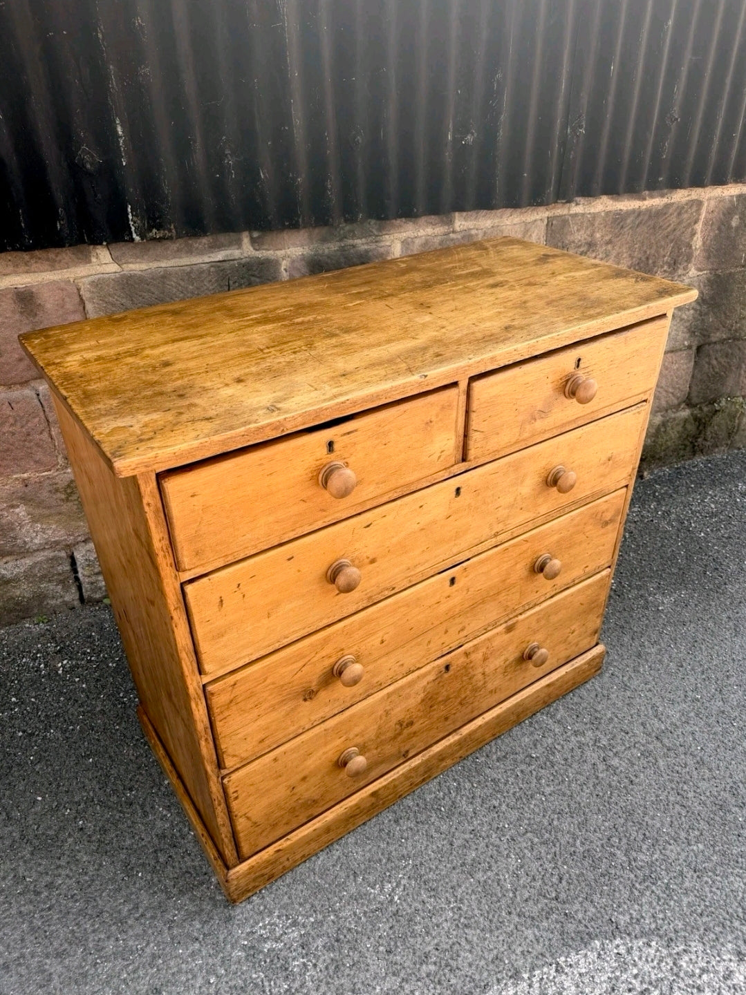Large Victorian Pine Chest Of Drawers 2 Over 3, Country Farmhouse, Bedroom