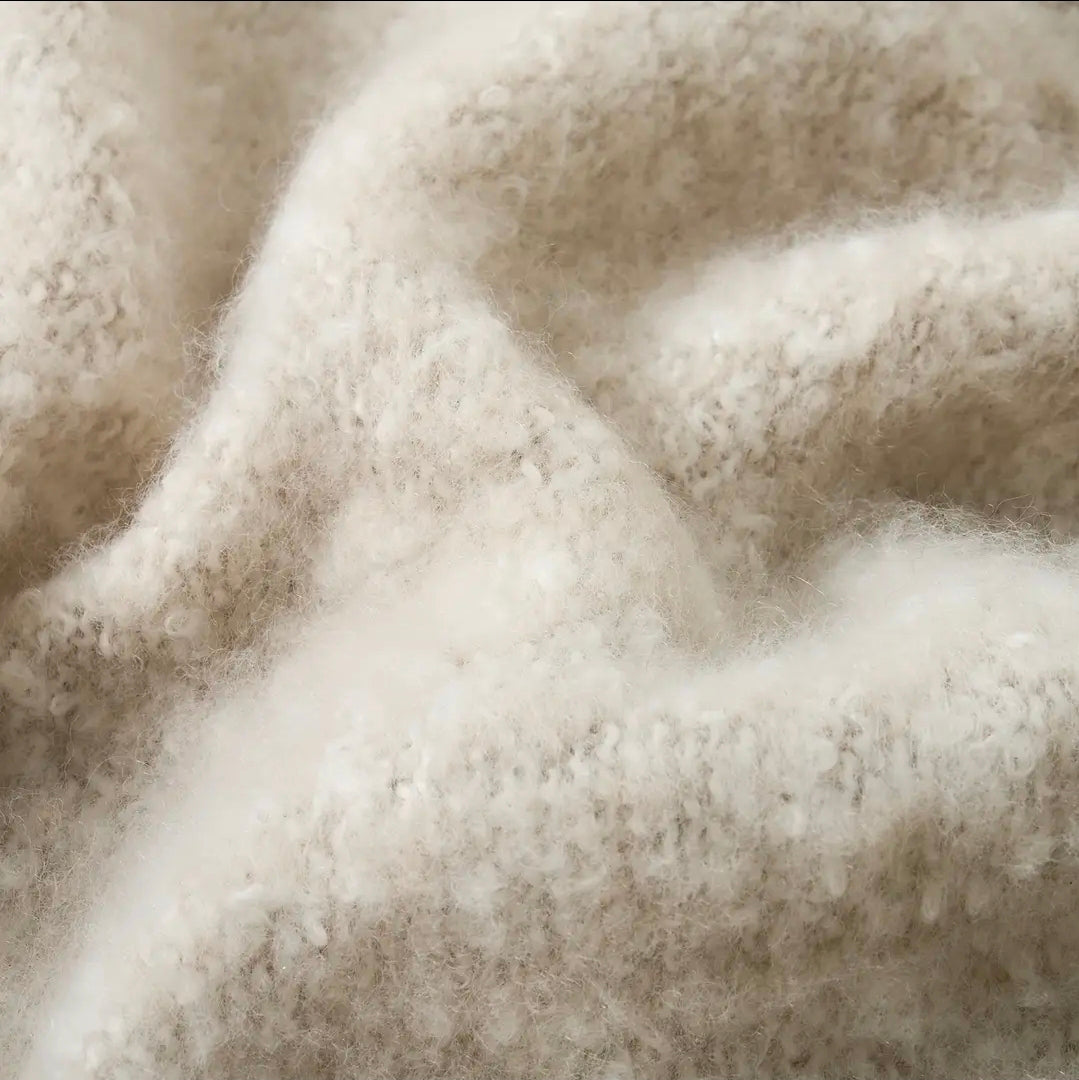 Aisling Faux Mohair Throw - Soft, Stylish Fringed Blanket in (Chateau Grey)