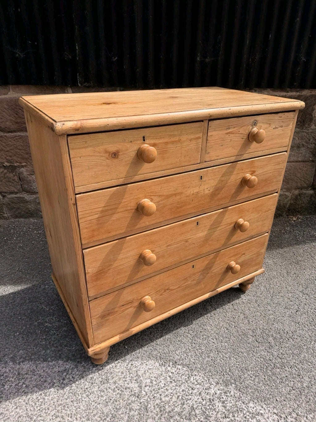 Large Antique Victorian Waxed Pine Chest Of Drawers, Country Farmhouse, Bedroom.