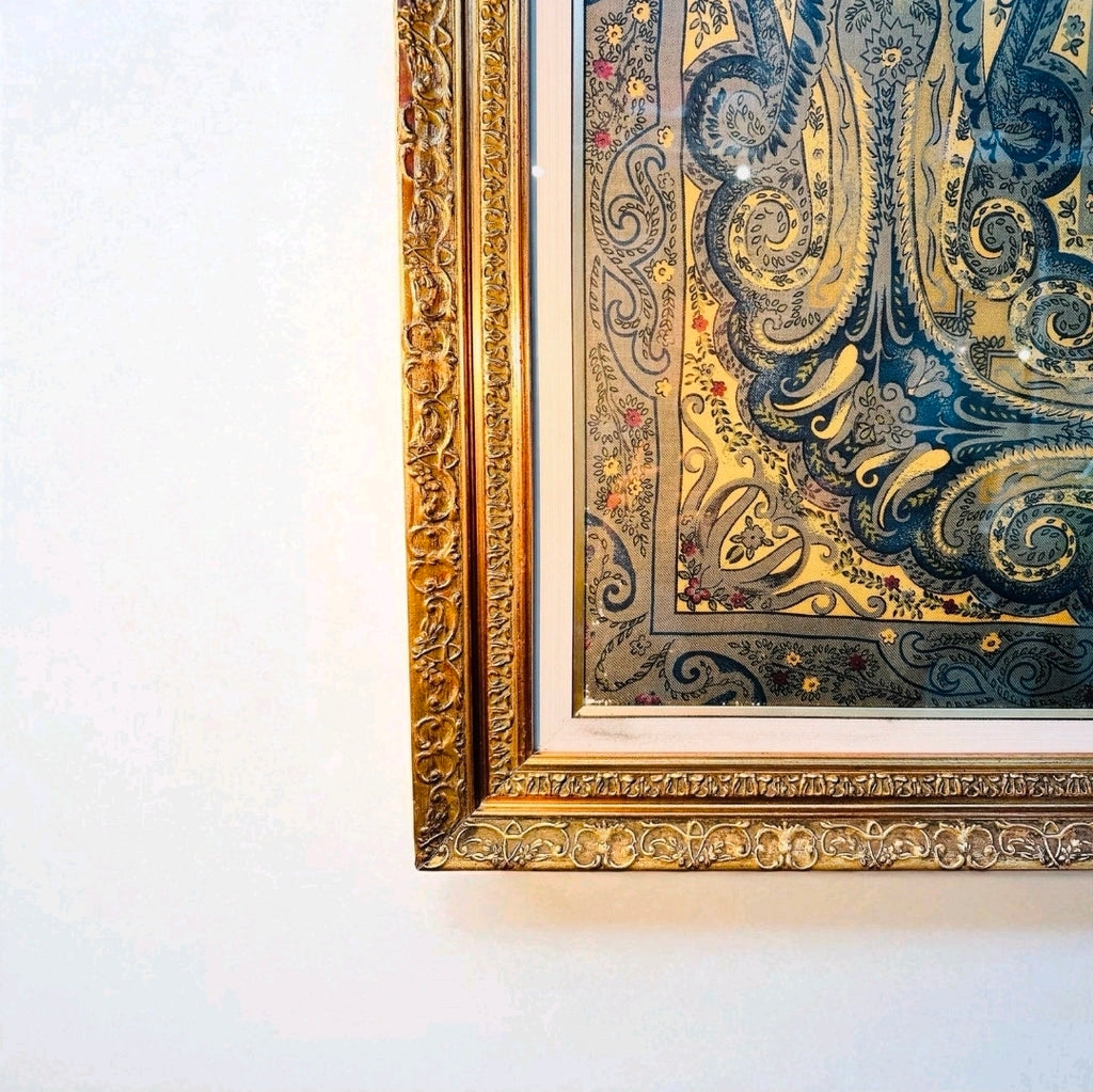 Large Vintage Italian Framed Tapestry. 1930’s 155x159cm.Wall Art, Statement Piece
