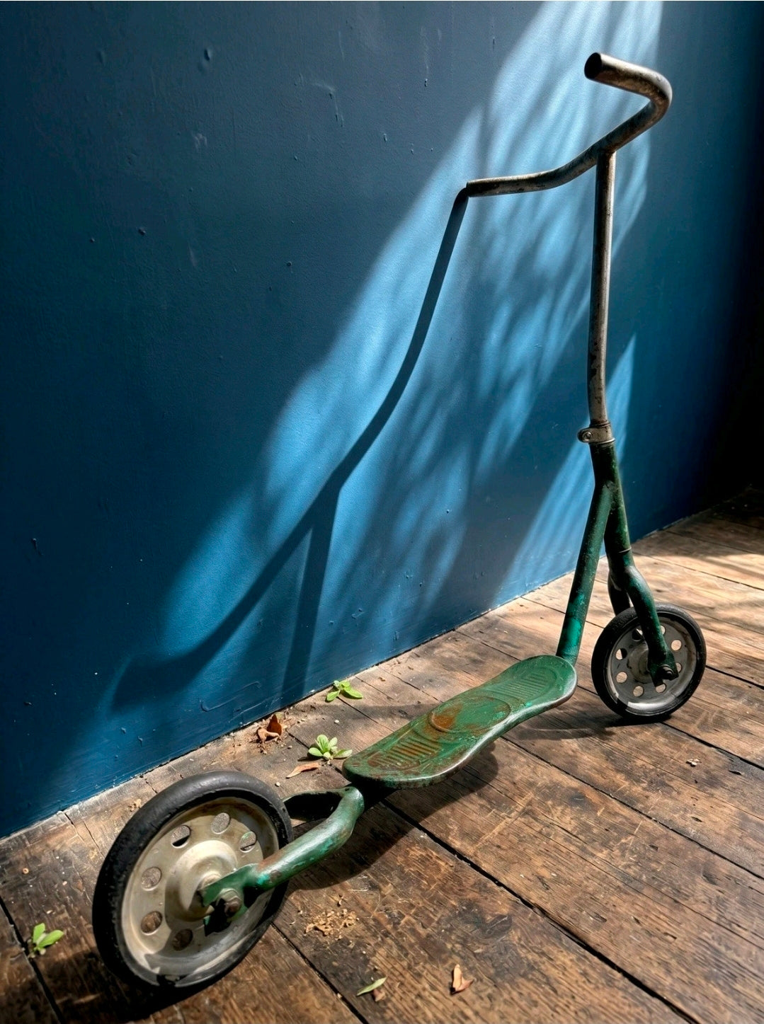 Vintage Mid Century Italian Children's Scooter, Green,Metal, Display, Decorative
