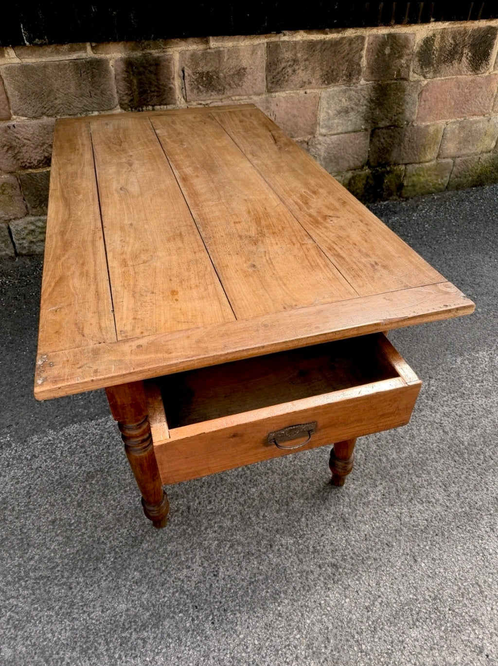 Solid Walnut Italian Farmhouse Kitchen Table C1870, Dough Table, Country, Prep